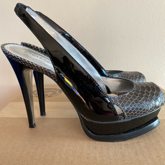 BeBe Zahara Black Snake Heel Womens Size 7B - Picture 6 of 10